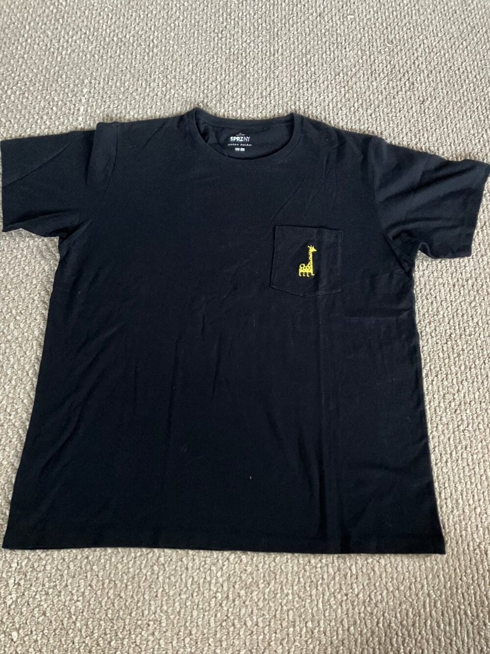 NWOT JASON POLAN x UNIQLO 'Giraffe' Embroidered Pocket Men's T-Shirt XL Black